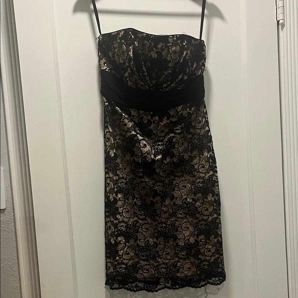 Elegant Black and Gold Lace Dress